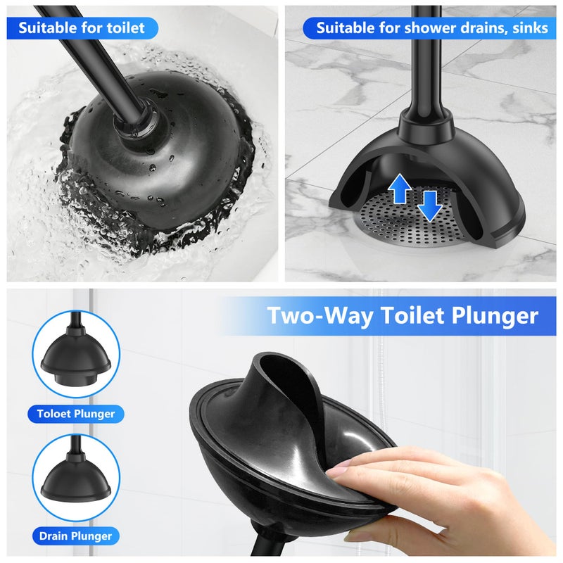 LOVLOY Toilet Plunger with Holder  Plunger with Unique Holder  Plungers for Bathroom with Holder  Toilet Plunger Heavy Duty (1  Black) - Image 3